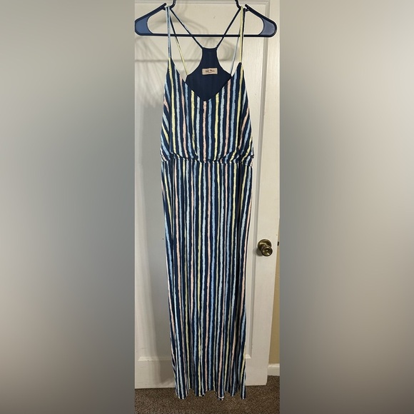 Full moon wendilyn maternity Striped Blue and White Maxi Dress - Picture 2 of 6